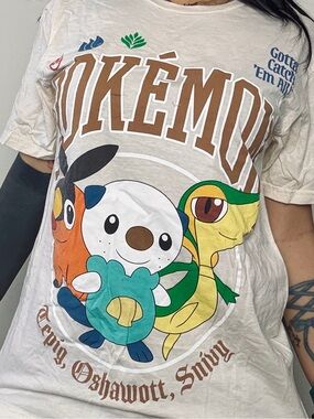 Pokémon Starter Trio Graphic Tee - Beige with Multicolor Print GameStop tee